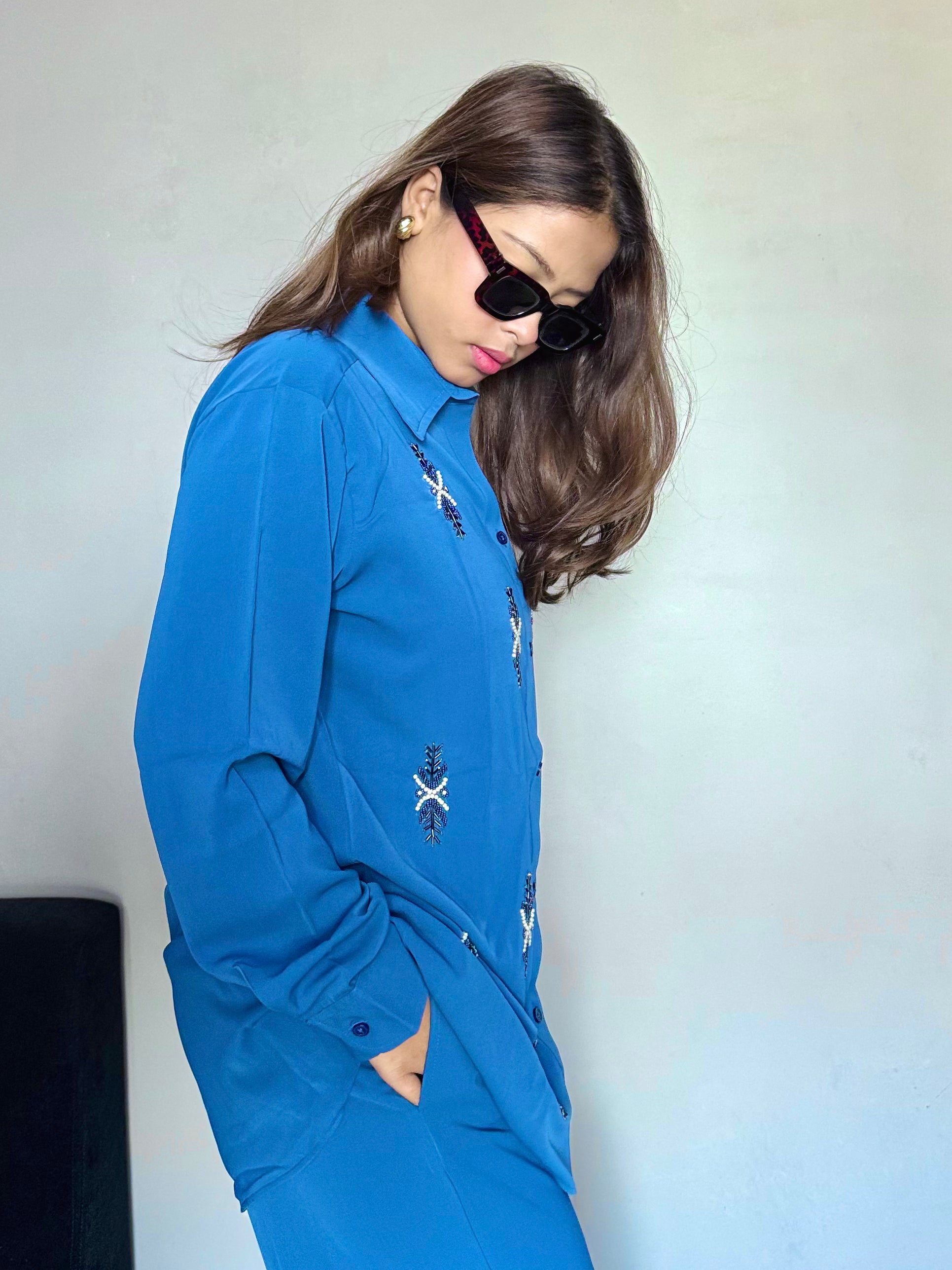 Blue Embellished Co-ord Set