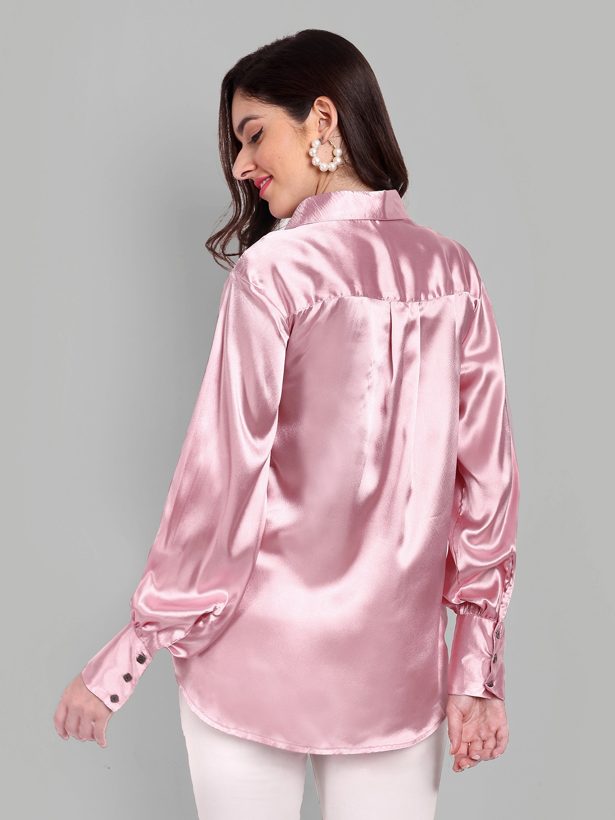 Onion Pink Full Sleeve Shirt with Long Collar and Cuff