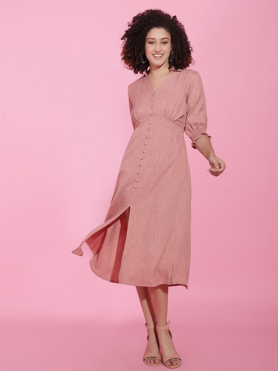 A-line self-pattern Single Dress