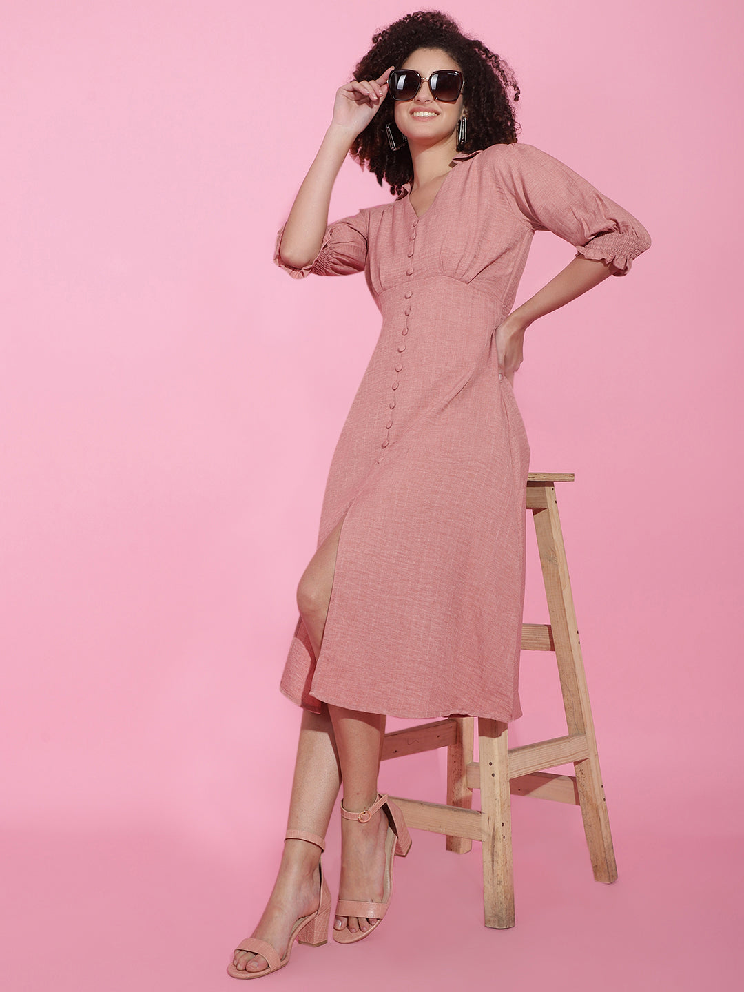 A-line self-pattern Single Dress