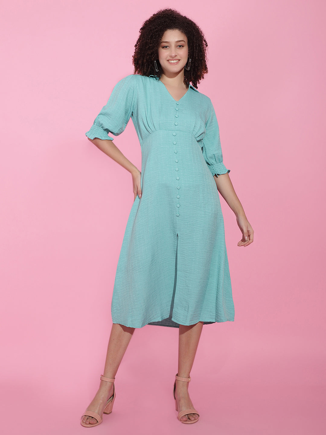 A-line self-pattern Single Dress