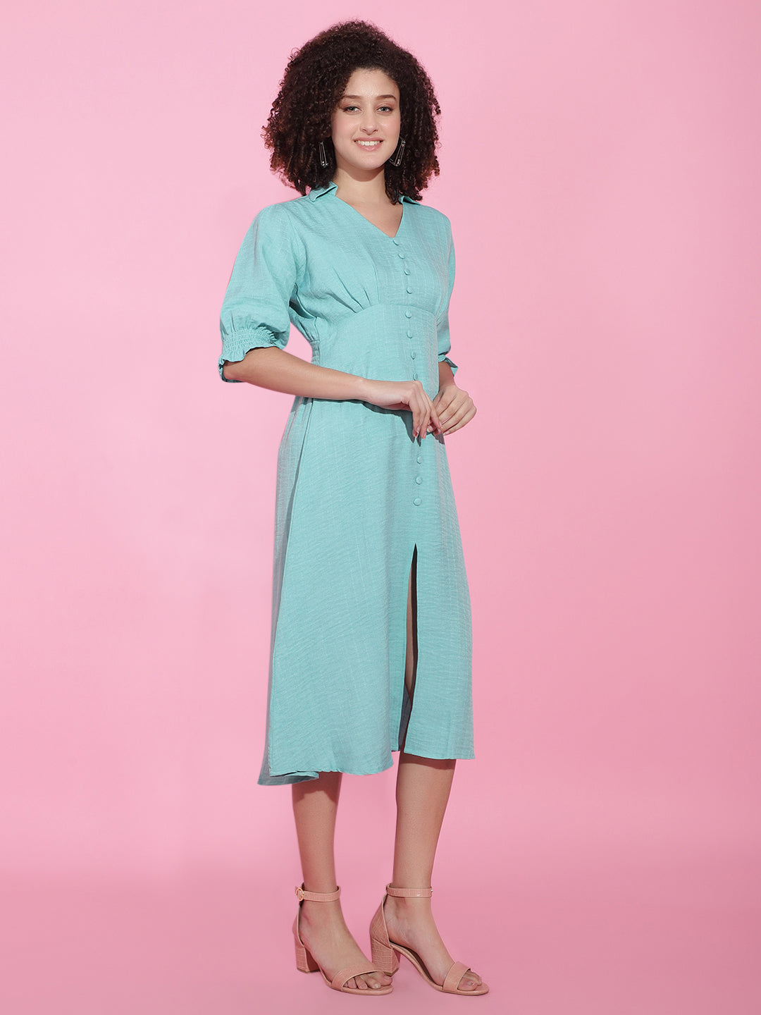 A-line self-pattern Single Dress