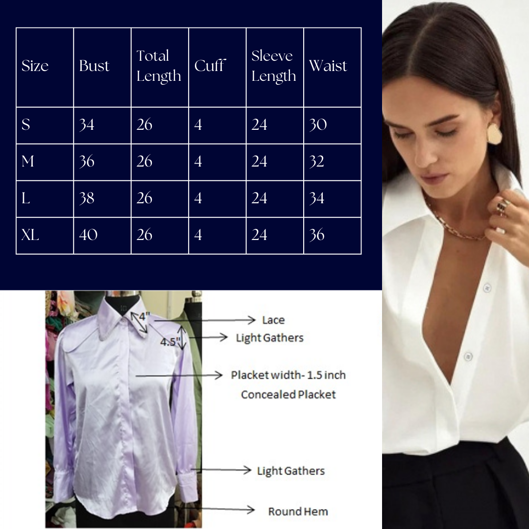 Lavender Full Sleeve Shirt Detailed Long Collar and Cuff